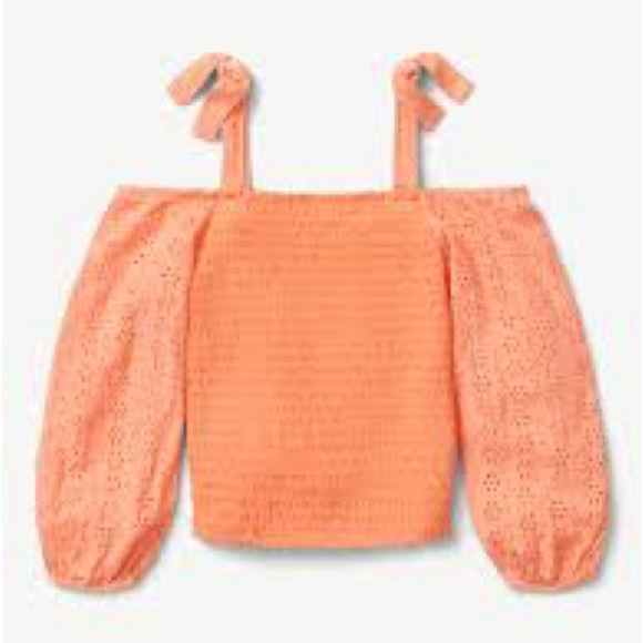 Justice Girl's Plus Smocked Long Sleeve Cold Shoulder Top - Picture 1 of 7